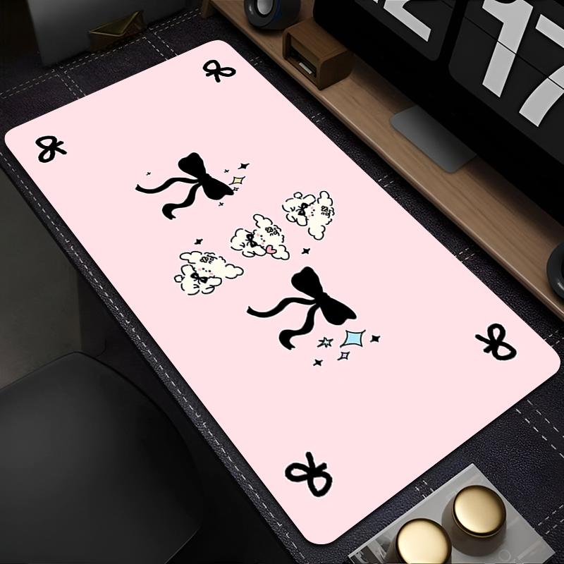 Mouse Pad Gaming Black Bowknot Mousepad Gamer Keyboard Pads Office Laptop Ins Style Dog Desk Mats NonSlip Rubber Home Table Mat