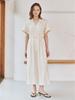 Nub V-Neck Shirring Dress - Ivory