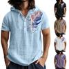 Men'S Casual Short Sleeved Hooded Top Buttoned Open Neck T-Shirt