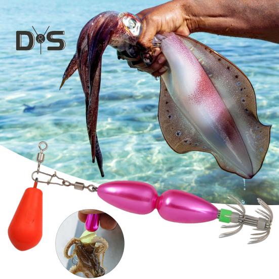 9CM/27G крючок для ловли кальмаров с разноцветными бусинами, двухслойный вертлюжный крючок-зонтик, крючок для ловли каракатицы, рыболовный крючок для ловли в пресной и соленой воде