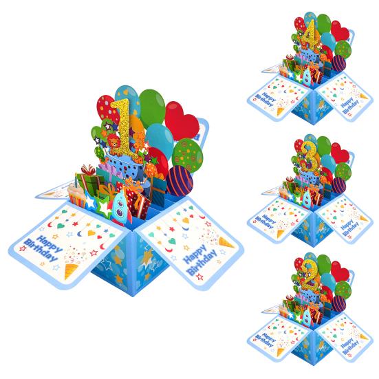 Birthday Greeting Card Foldable 3D Three-dimensional Design Happy Birthday Card Gift for Baby Daughter Son