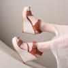 Fashion Summer Super High Heel Thick Bottom Wedge Heel Sandals Women Waterproof Platform One-strap Non-slip Leather Sandals Large Size