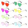 Cosplay Costume Metal Sun Glasses Heart-Shaped Rimless Heart Sunglasses Pink Hippie Sunglasses
