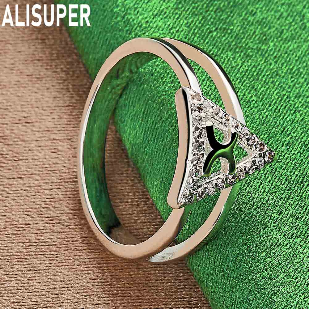 Кольцо с треугольным цирконом из стерлингового серебра 925 пробы с модным шармом