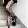 Women's Tights Love Heart Fishnet Stockings.Sexy Ladies Faux Tattoo Hollow Out Mesh Fishnet Pantyhose Female Club Party Hosiery