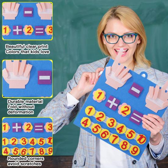 1 Set Kids Felt Math Board with 1-10 Numbers Operation Symbols Addition Subtraction Preschool Learning Kindergarten Educational Toddler Arithmetic