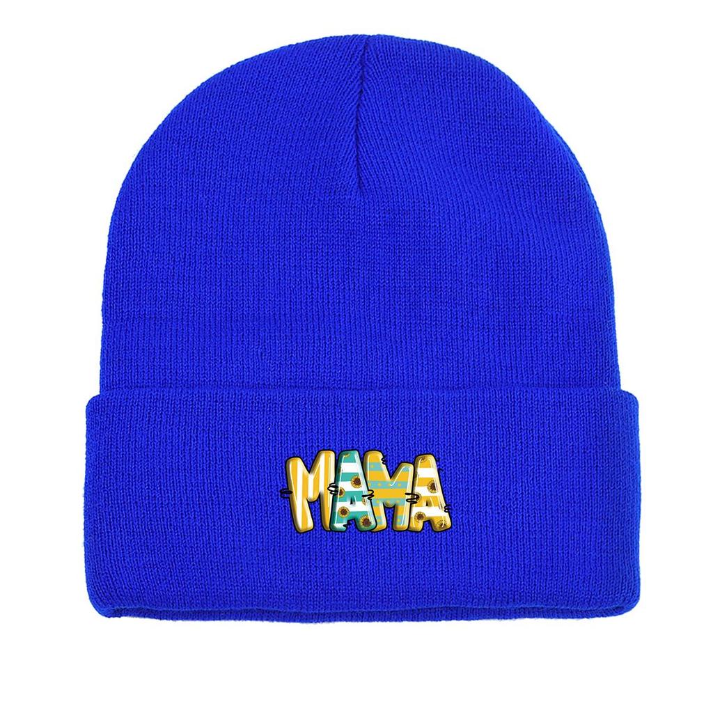 MAMA" Winter Knit Hat Beanie, Mother Woman Cap Warm Versatile Hip Hop Pompom Beanies Knitted Cap Beanie