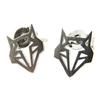 [P5901] - Silver 'Origami' (fox) Handmade Earrings - 8x8 Mm