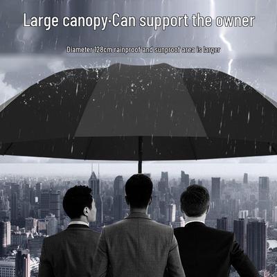 Очень большой зонт с 12 спицами двойного назначения с черным виниловым покрытием - Высококлассный бизнес-зонт с возможностью нанесения логотипа