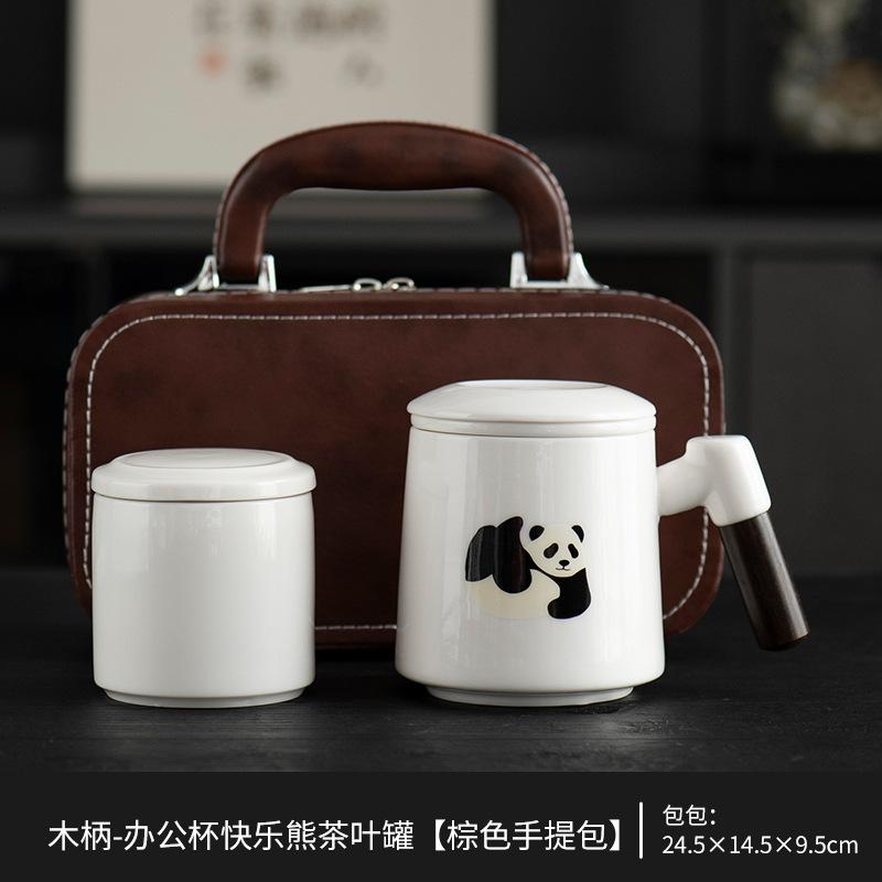 Panda ceramic office cup with lid and filter water cup cute ceramic mug gift box office household water cup