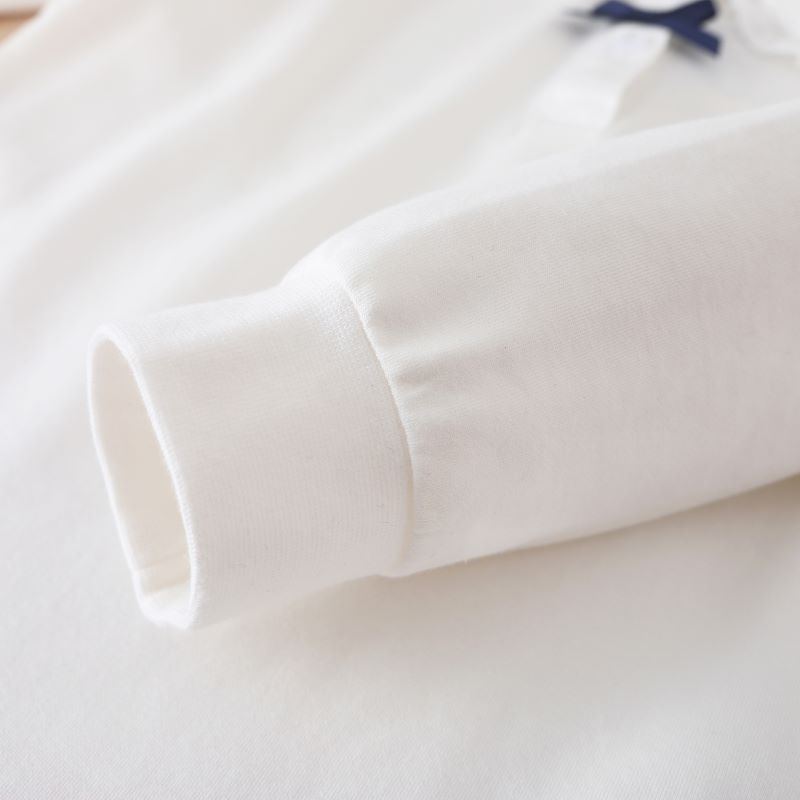 Футболка с длинными рукавами для девочек, детская рубашка-поло, однотонный хлопковый топ с отложным воротником и милым бантом, весенне-осенняя детская милая одежда