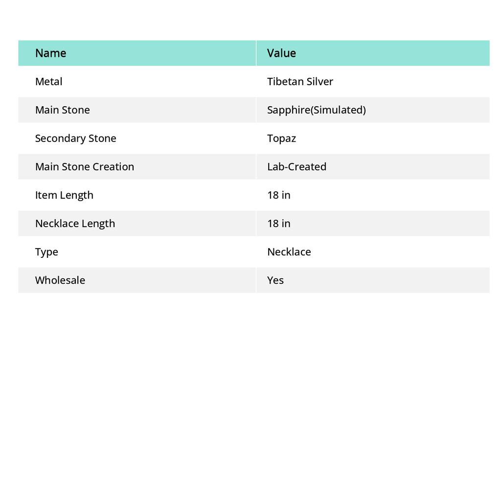 Sapphire  Natural Topaz 925 Sterling Silver Jewelry Necklace 18" Q6t95