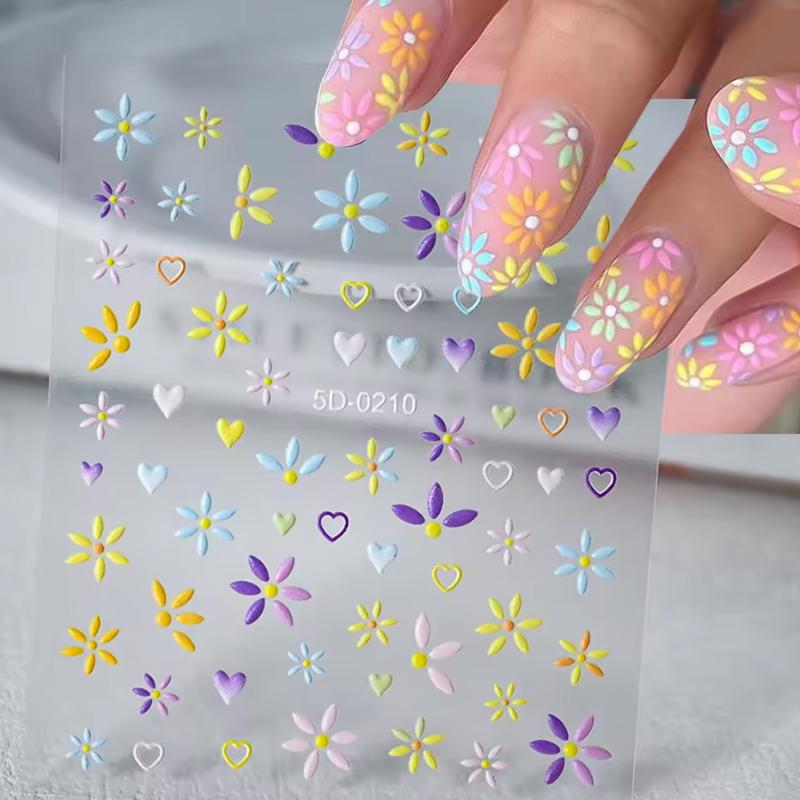 5D Изысканный Цветочный Наклейка для Ногтей 8*10см Самоклеящаяся Роскошная Наклейка для Дизайна Ногтей с Маргаритками Декор 1 лист Красочная Цветочная Наклейка для Ногтей