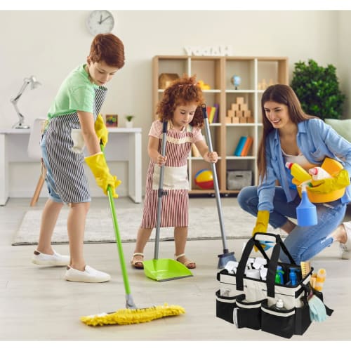 Tool Work Bag, Car Wash Tool, Cleaning Supplies Storage Pouch, Cleaning Organizer, Multi-functional Pockets, White, Functional, Large Capacity, Ideal