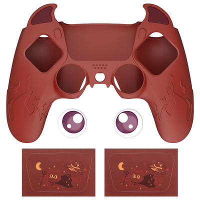Силиконовый чехол PlayVital для PS5 Милый чехол для контроллера Защитная накладка с колпачками для стиков Наклейки на тачпад Контроллер, (Демонический стиль) & [Глубокий