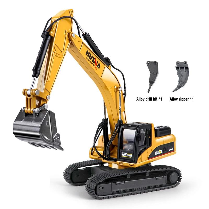 non-toxic HUINA 1910 1/40 Large Metal Alloy Excavator Truck Car Model Toy 3 IN 1 Construction Cars Engineering Vehicle Gifts for Kids children