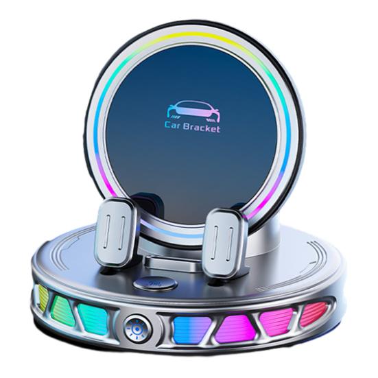 Беспроводная зарядка Автомобильный держатель для телефона с RGB подсветкой 15 Вт Магнитная подставка-зарядка для телефона Вакуумное крепление Держатель для зарядки телефона Автоаксессуары