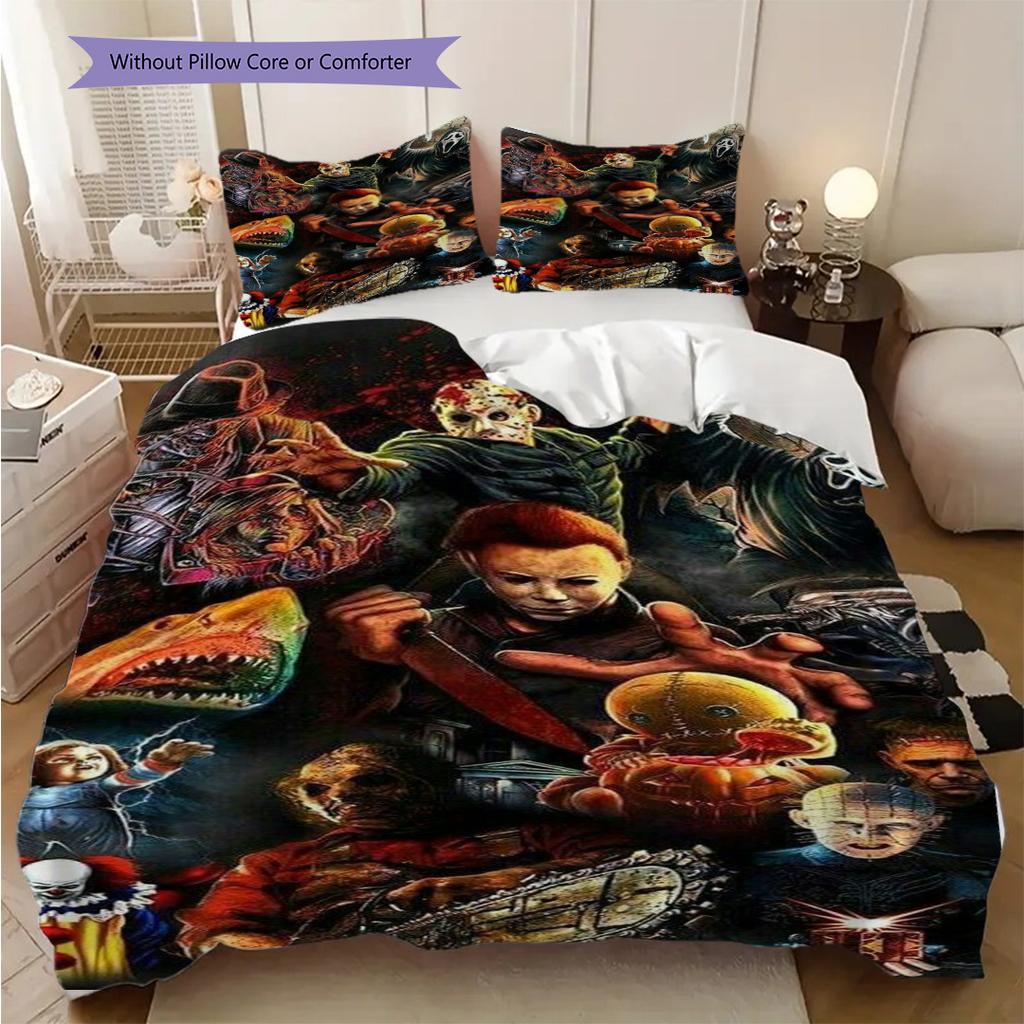Clown Horror Set Unique Room Threepiece Set 1 Duvet Cover 2 Pillowcase Without Core Duvet Cover And Pillowcase Soft And Comfortable