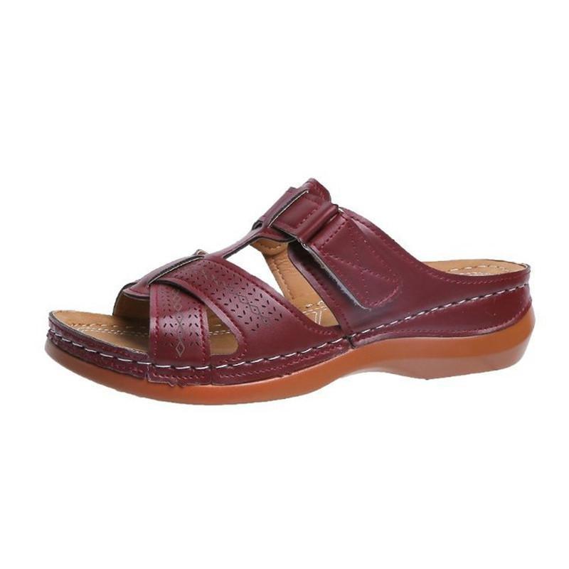 Весенне-летняя обувь больших размеров Сандалии Ретро танкетки Шлепанцы Женская обувь Пляжная обувь