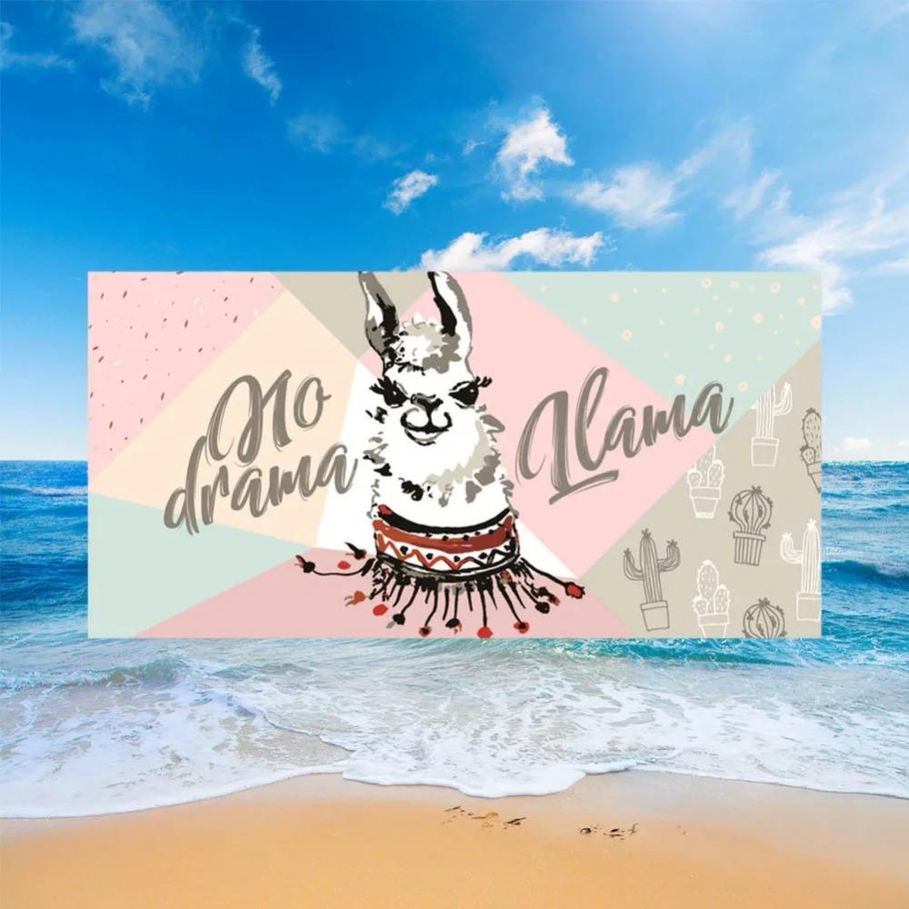 Cute Llama Alpaca Pattern Beach Towel Cartoon Animal Bath Towel for Sport Camping Yoga Surf Microfiber Quick Dry Swimming Cover