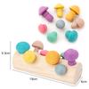Wooden Rainbow Blocks Mushroom Picking Game Montessori Educational Wooden Baby Toys Developmental Shape Matching Assembly Grasp
