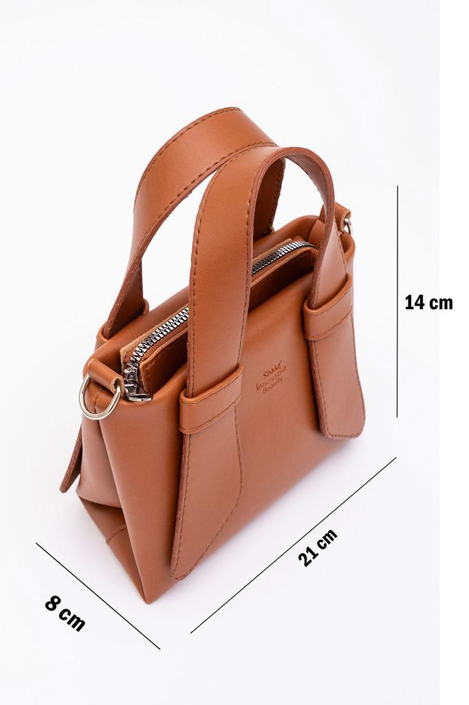 Women's Stylish and Useful Shoulder Bag Black Shk60 Artificial Leather Single Compartment Double Handle Hand and Cross Shoulder Bag L:14W:21W:8 Cm