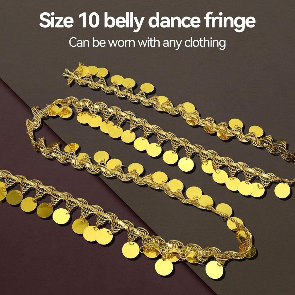 Creative Belly Dance Waist Chain Shiny Tassel Sequins Lace Trim Ethnic Decorations