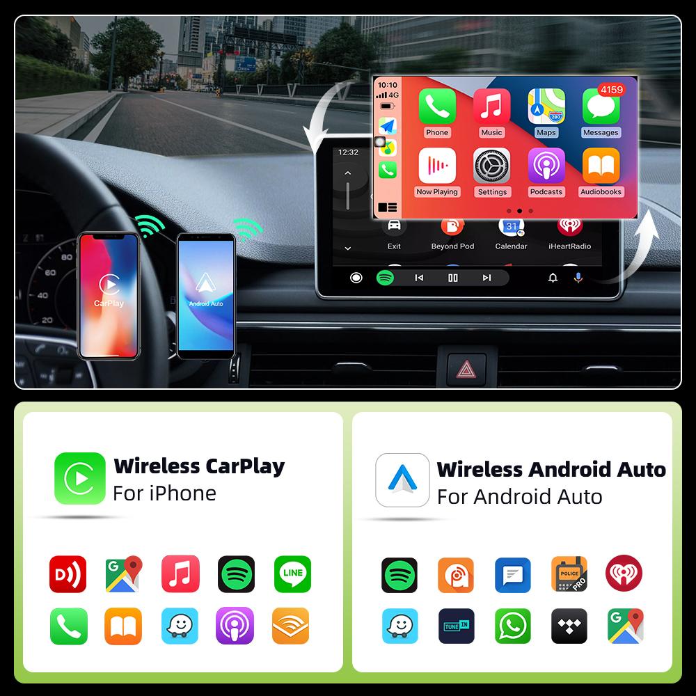 Беспроводной адаптер CarPlay 2 в 1 для Apple iPhone Android, быстрое подключение проводного адаптера Carplay Smart AI Box
