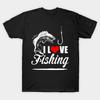 Men Black Print T-shirt Super Large TShirt I-love-fishing No-Cut Transfer Paper Print Cotton Tshirt