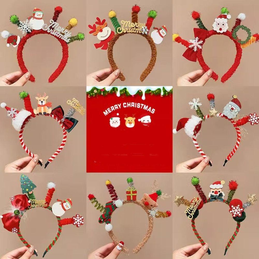 Glowing Elk Hair Hoop LED Christmas Headband Glitter Glowing New Year Headband Female