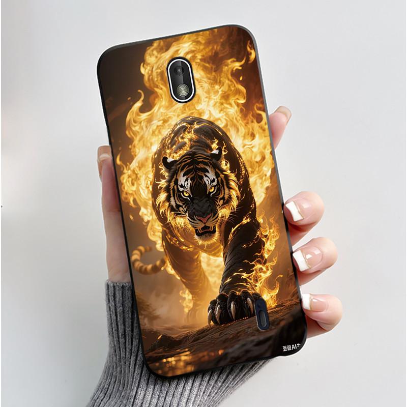 For Nokia 1 INS Black Case For Nokia 1 Plus Shockproof Soft Back Cover Shockproof Chrysanthemum Pattern Jelly Bumper Cover