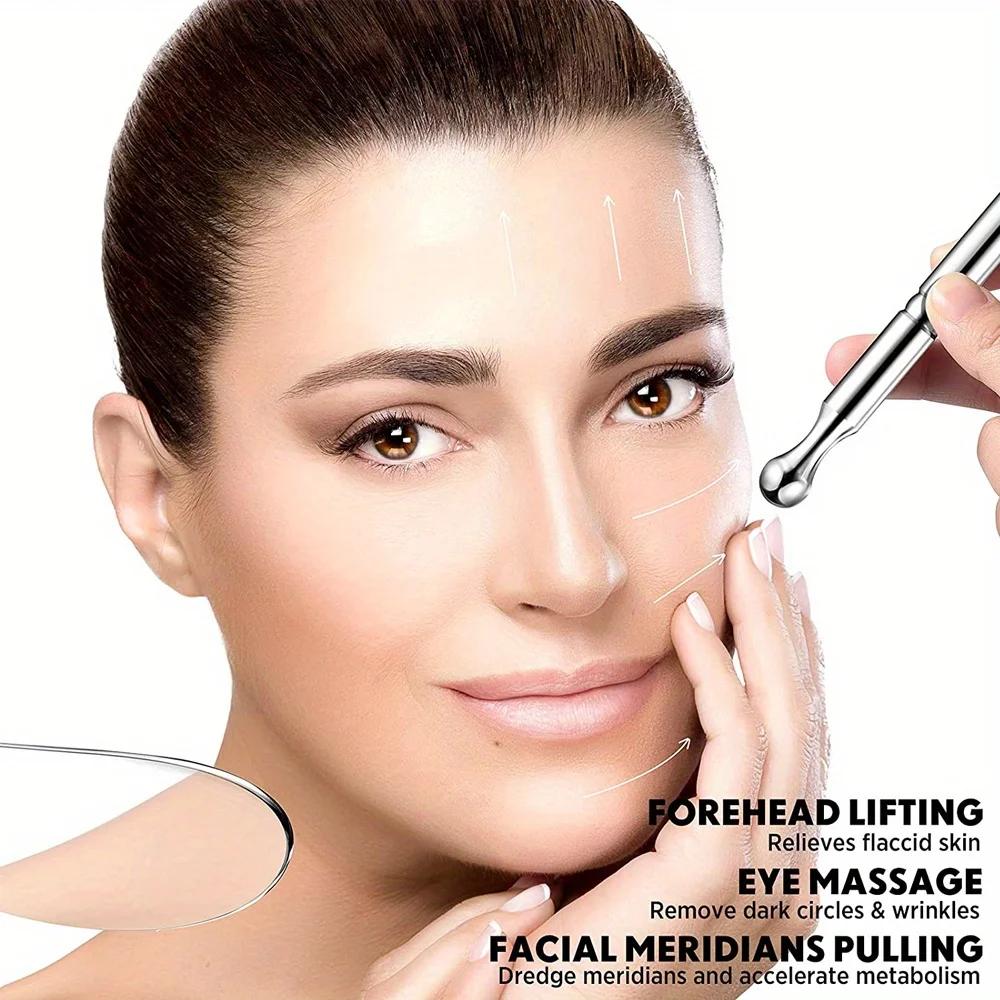 Инструменты для лицевой рефлексологии из нержавеющей стали с двойной головкой, инструмент для массажа ушей, ручка-зонд для точек тела и массажер для триггерных точек для глубоких тканей