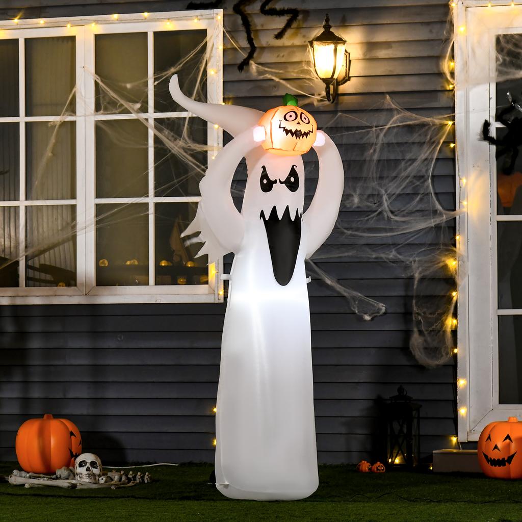 6Ft 1.8M Led Halloween Inflatable Decoration Floating Ghost And Pumpkin Party Outdoors Yard Lawn