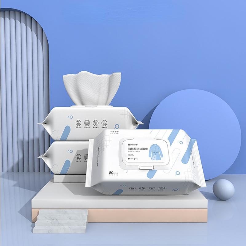80 шт. Салфетки для чистки пуховиков Семейная упаковка Быстрое удаление пятен Без стирки Протирочная одежда Влажные салфетки