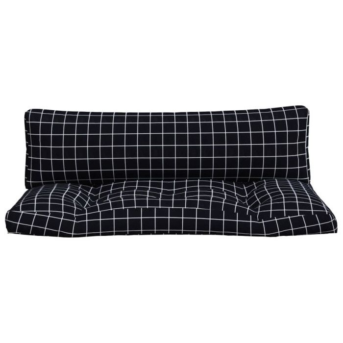 VidaXL Coussins de palette 2 pcs motif à carreaux noir tissu Oxford 360938