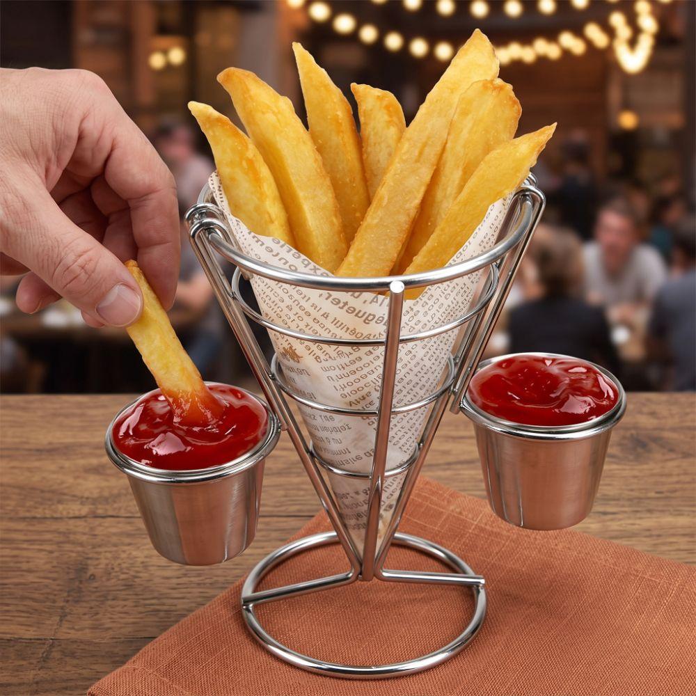 Sliver French Fry Cone Holder Iron Fries Baskets Practical Fries Display Stand Buffet Party