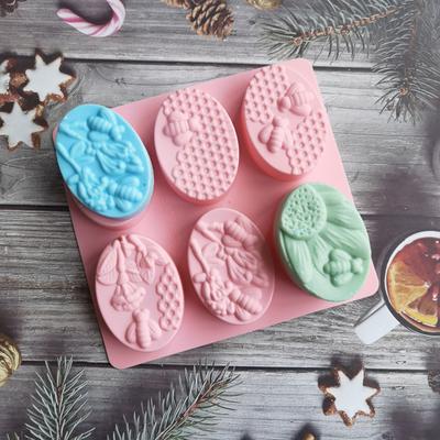 Силиконовая форма для шоколада с 6 полостями, пищевая прочная овальная сотовая форма для выпечки десертов