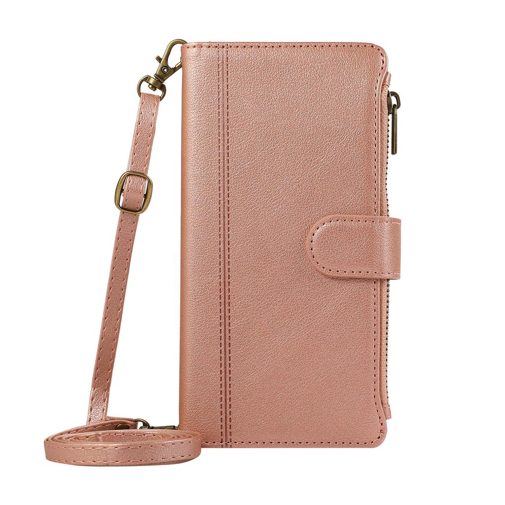 For Xiaomi 15 Case Multi Card Slots Zipper Leather Phone Cover with Shoulder Strap/Wrist Strap