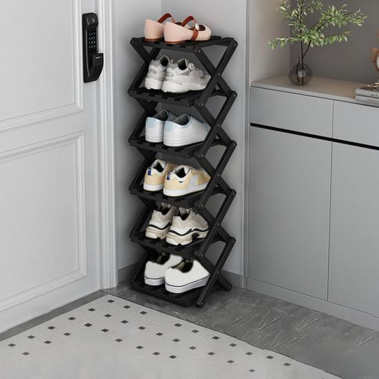 Складная полка для хранения обуви из бамбука, прочная, несущая, переносная, отдельно стоящая полка для обуви в прихожей