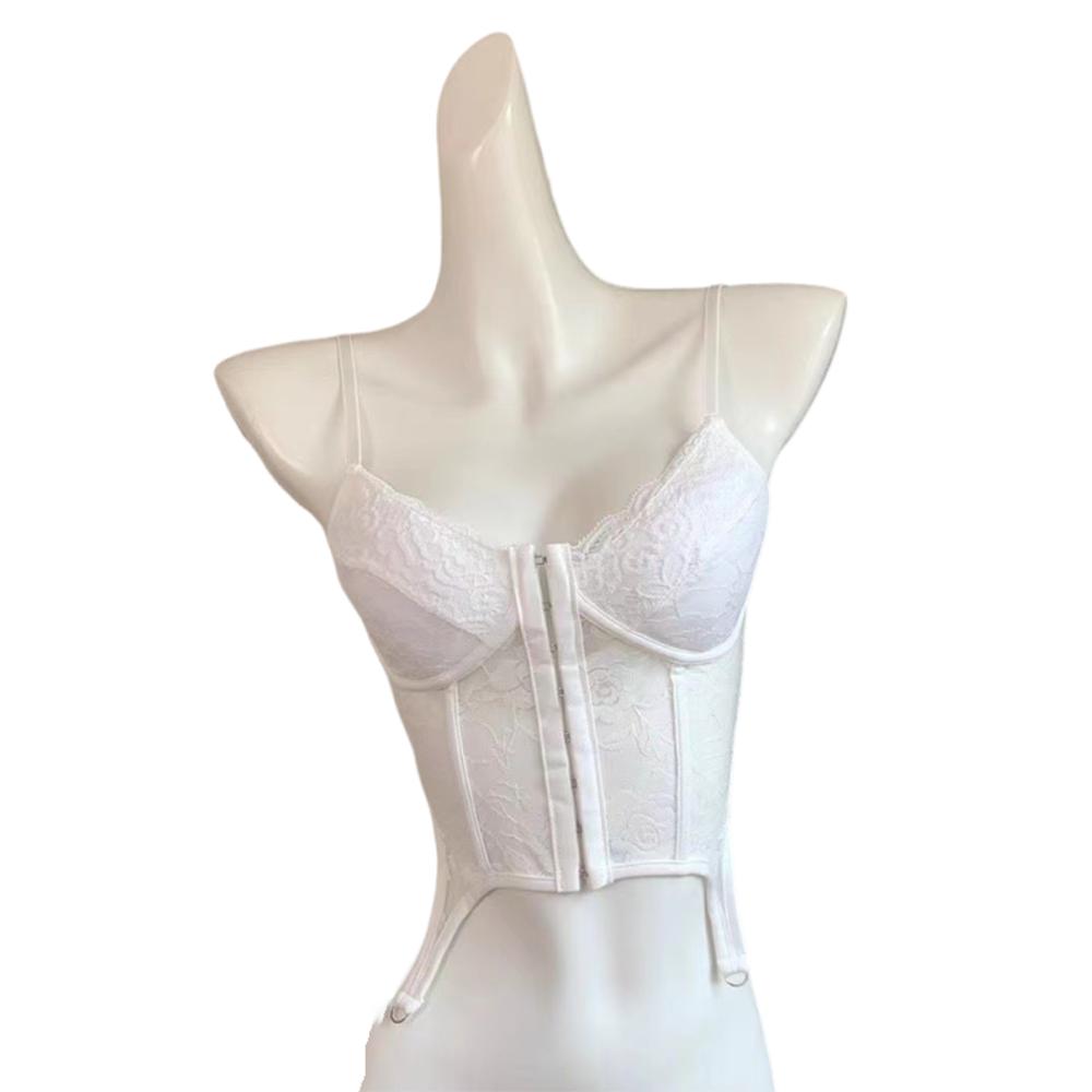 Топ-корсет с кружевом Slim Fit Sexy Push Up с вырезами и подвязками Уличная одежда Цветочная кружевная майка Девушка