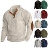 Men's Pullover Outdoor Casual Buttoned Stand Collar Long Sleeve Pit Strip Corduroy Sweatshirt Autumn Winter Fashion