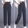 Women Winter Fall Pants Thick Plush Drawstring Elastic Waist Pockets Ankle Banded Thermal Cold Resistant Pure Color Loose Women Casual Harem Pants