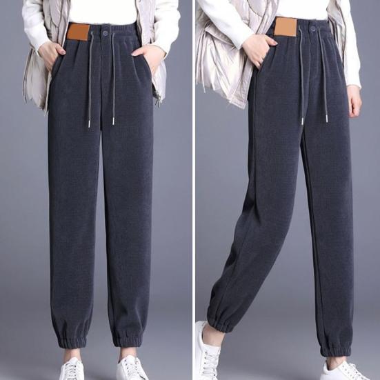 Женские зимне-осенние брюки с толстыми плюшевыми шнурками и эластичными карманами на талии, термостойкие, морозостойкие, чистый цвет, свободные женские повседневные гаремы