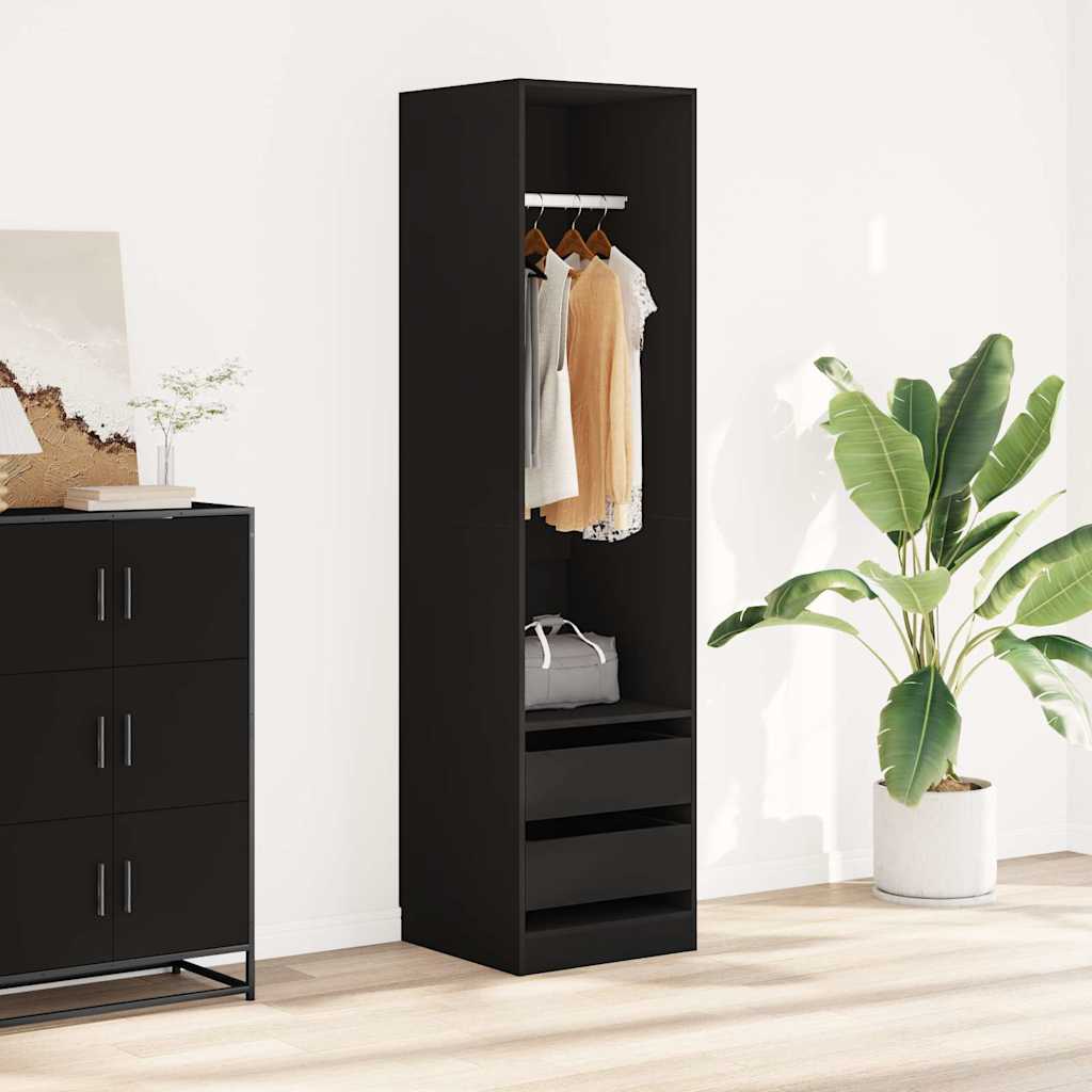 Wardrobe with Drawers Black 50x50x200 cm Particleboard