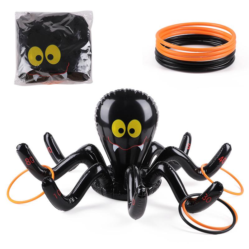 Halloween Ring Toss Game Inflatable Spider Octopus Ring Toss Toy Family Games Kids Halloween Party Favors Supplies Gifts 2025