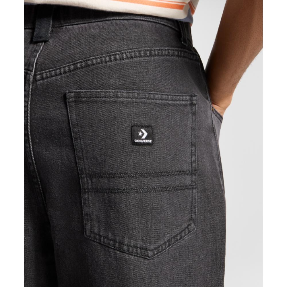 Converse Мешковатые джинсовые брюки с открытым подолом, мытый черный 10026720 A01