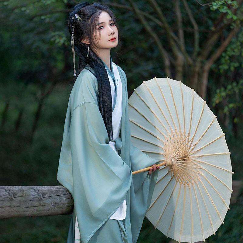 Женский костюм большого размера в стиле Ханьфу в стиле династий Вэй и Цзинь с принтом бамбуковых листьев