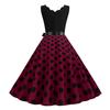 Женское вечернее платье трапециевидной формы без рукавов в стиле ретро в стиле пэчворк с принтом в горошек