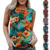 Женская повседневная футболка без рукавов с круглым вырезом и гавайским принтом