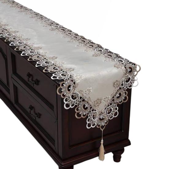 Lace Table Runner with Tassels, Vintage Lace Dining Table Runner, Coffee Table Runners, Waterproof Oil-Proof Exquisite Table Runner for Dining